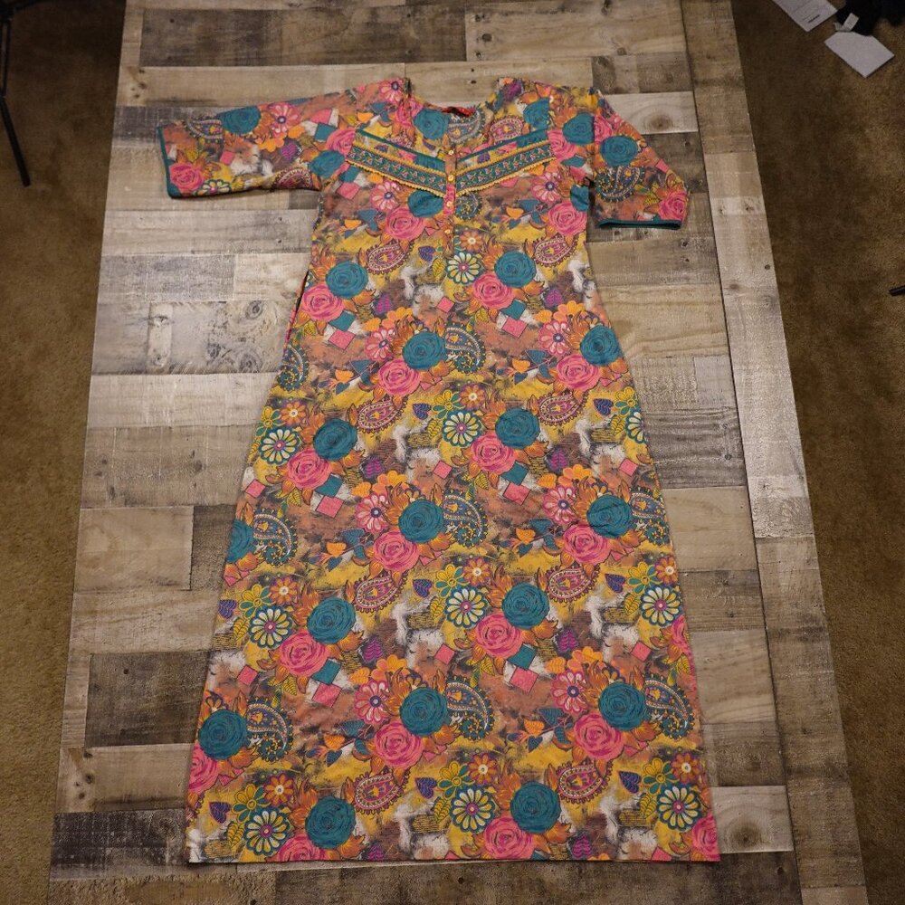 Juliet Boho Festival Floral Paisley‎ Maxi Dress Women’s Size 3/4